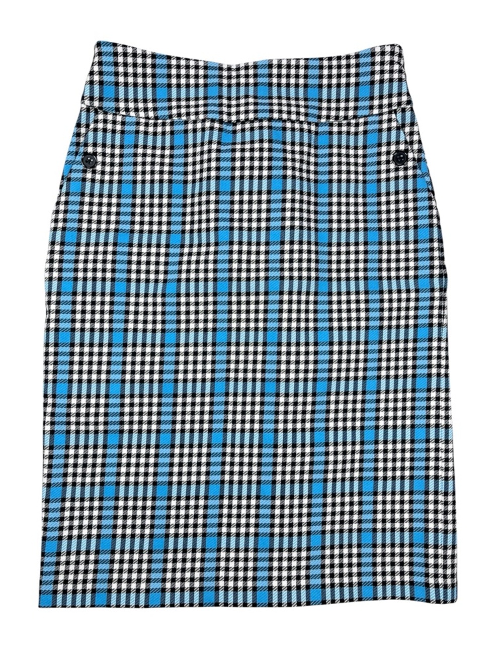 Cato Blue, Black & White Plaid Stretch Pencil Skirt. Size 6